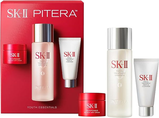 SK-II Official Store | Skin Care Set | Pitera™ Youth Essentials Set Renewal Edition (Lotion, Facial Cleanser, Face Cream) with Box | Pore Care, Moisturizing, Aging Care | Pitera™ Essence | Skin Care Gift Set Present [Father's Day Gift]