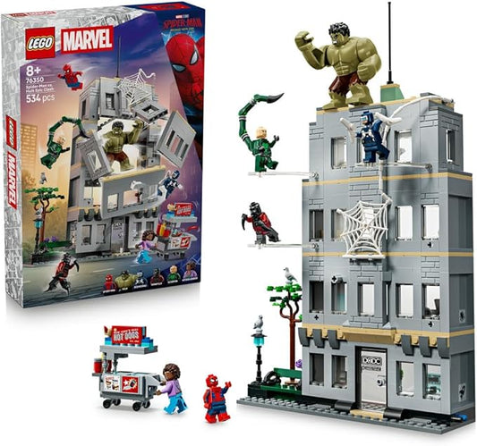 LEGO Marvel Spider-Man and Hulk Battle Toy Birthday Present Block Boys Girls Children 8 Years 9 Years 10 Years Elementary School Marvel Goods Figure Battle Robot Pretend Play House 76350