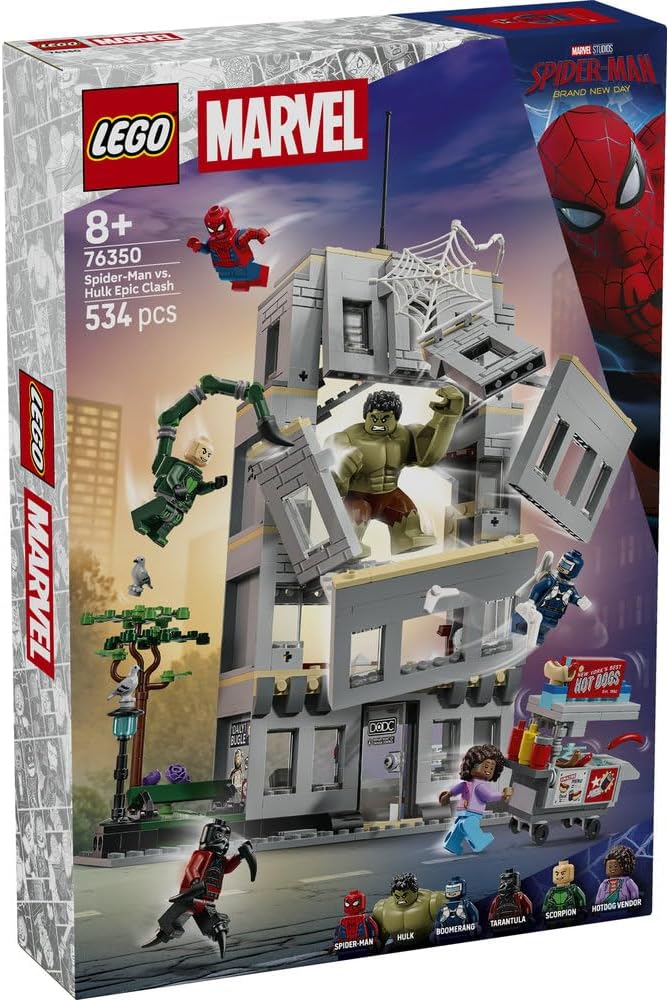 LEGO Marvel Spider-Man and Hulk Battle Toy Birthday Present Block Boys Girls Children 8 Years 9 Years 10 Years Elementary School Marvel Goods Figure Battle Robot Pretend Play House 76350